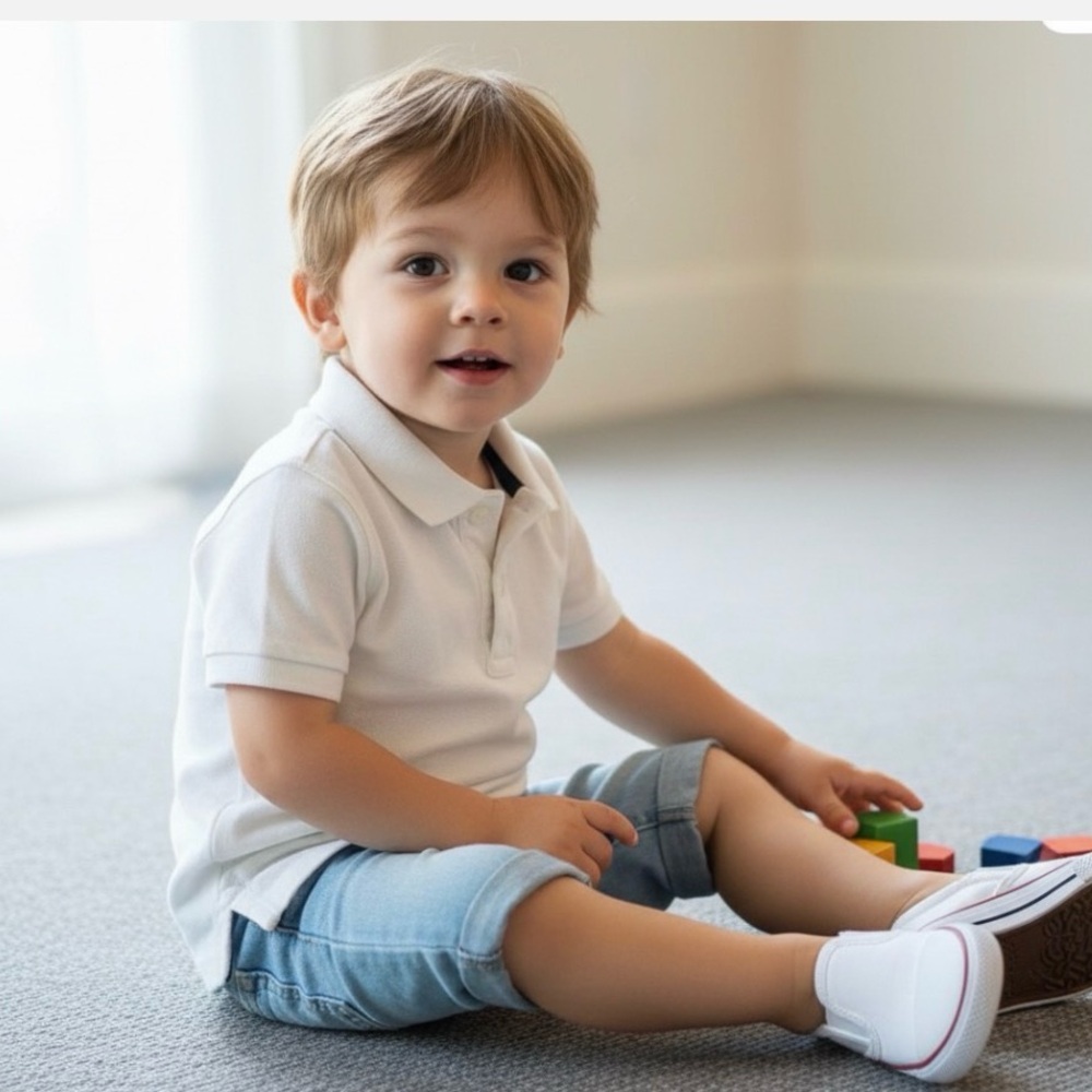 GAP Kids White Pique Polo Shirt Embroidered Logo 18-24M
